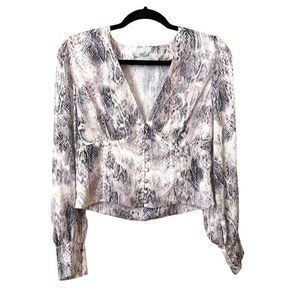 PLUSH Snake Print Satin‎ Blouse Sz S